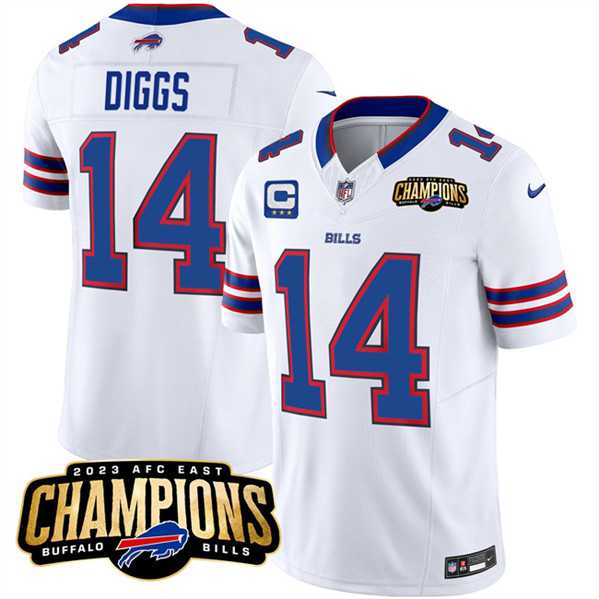 Men & Women & Youth Buffalo Bills #14 Stefon Diggs White 2023 F.U.S.E. AFC East Champions With 3-star C Ptach Stitched Jersey->buffalo bills->NFL Jersey